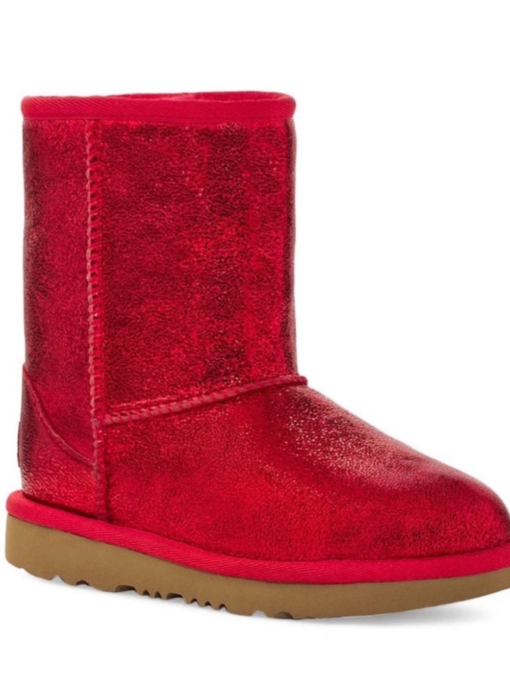 UGG TODDLER GIRL'S RED
METALLIC GLITTER
SHEARLING LINED CLASSIC
SHORTS BOOTS